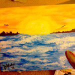 Sunset Surfer Beach Painting