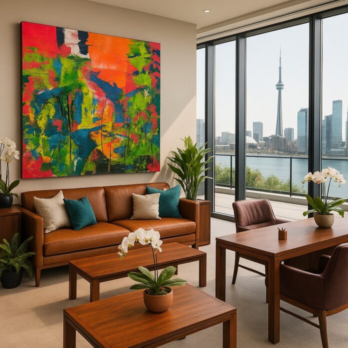 Bring the tropics indoors 🌴 This handmade abstract painting bursts with color + movement, inspired by the energy of island life. A statement piece ready to brighten your walls. 🔗 www.shop.melissadivietri.com/products/tropical-abstract-painting-handmade-art #newart missydi