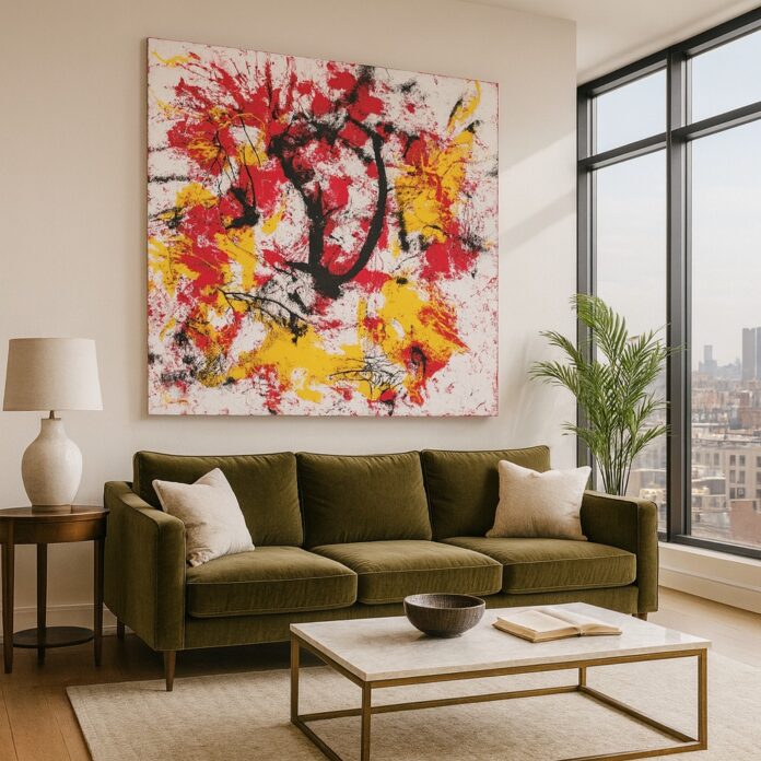 Every brushstroke is a reminder: keep going. 💫 Encouragement In The UnSpoken Abstract Painting radiates positivity + strength, handmade with bold energy for your walls. 🔗 www.shop.melissadivietri.com/products/encouragement-abstract-painting-handmade-art #newart @missydi