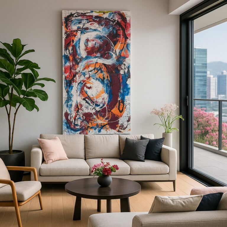 Defined yet free-flowing 💧 Boundaries, Not Barricades is a crafted reminder that boundaries support growth, not walls. https://shop.melissadivietri.com/products/boundaries-not-barricades-abstract-painting-handmade-art