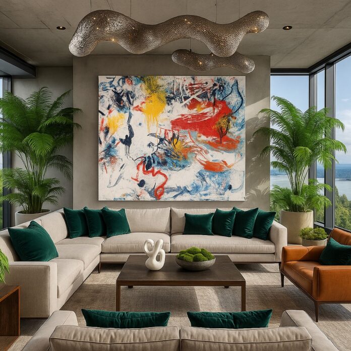 Bring home the heat of summer 🌞 Calm Holds Power Abstract Painting is a handmade original designed to fill your space with warmth + color.⠀ 🔗 #ArtForYourHome https://shop.melissadivietri.com/products/calm-holds-power-abstract-painting-handmade-art @missydi