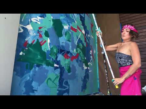 Painting Above The City Using Extenders And Vision As A Uniquely Abled Artist 🎨 #abstractartist