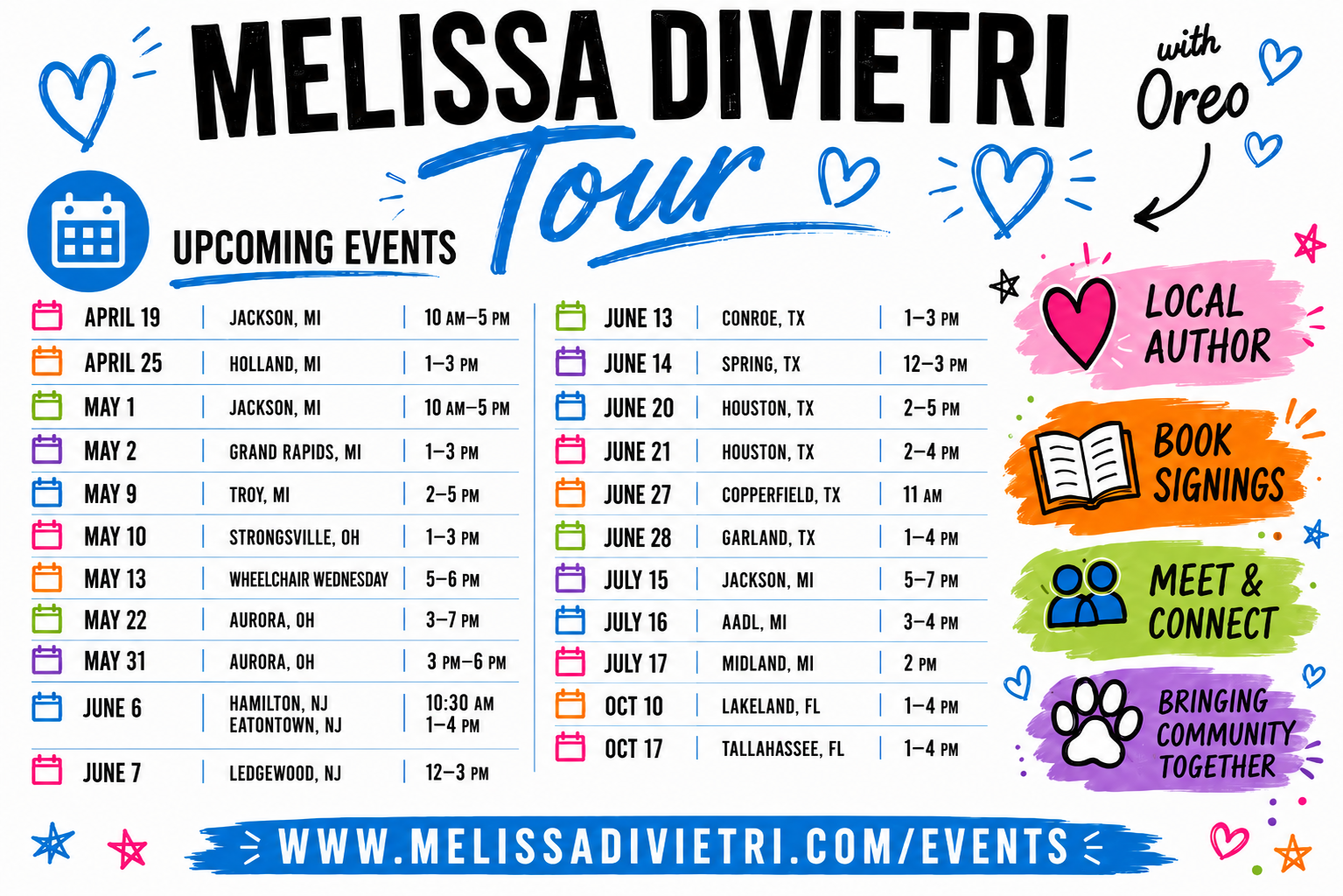 melissa divietri Tour events